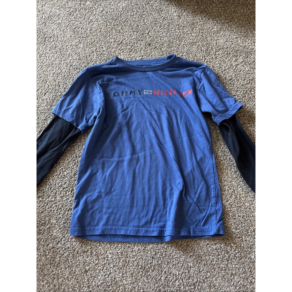 Youth Blue/Black Tommy Hilfiger Long Sleeve Tshirt Size Meium‎